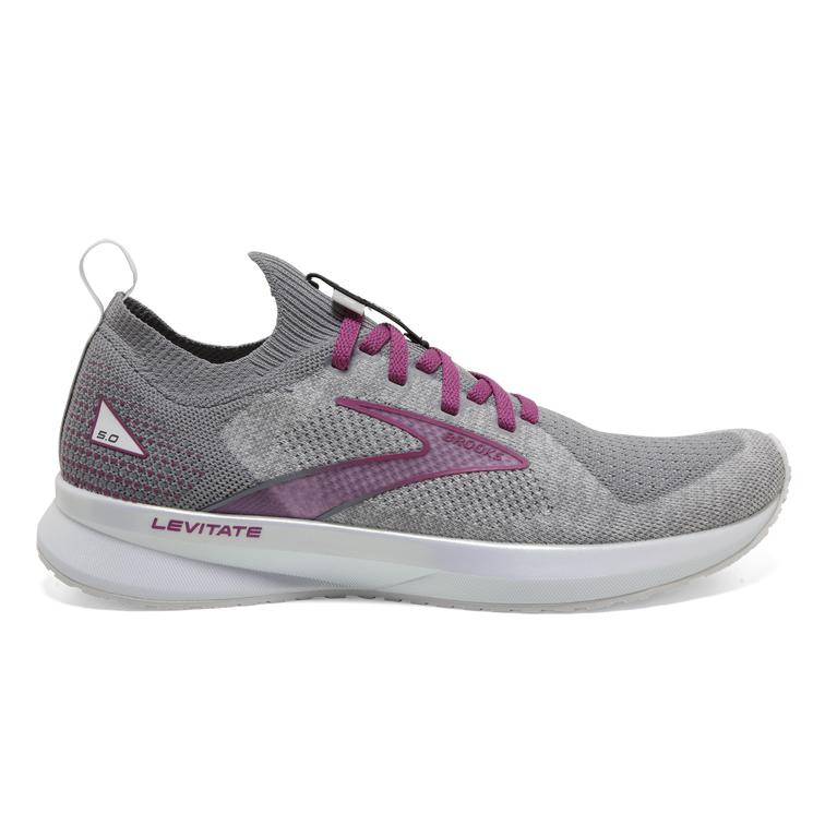 Brooks Levitate StealthFit 5 Energy-Return Road Running Shoes - Women's - White/Grey/Baton Rouge (26